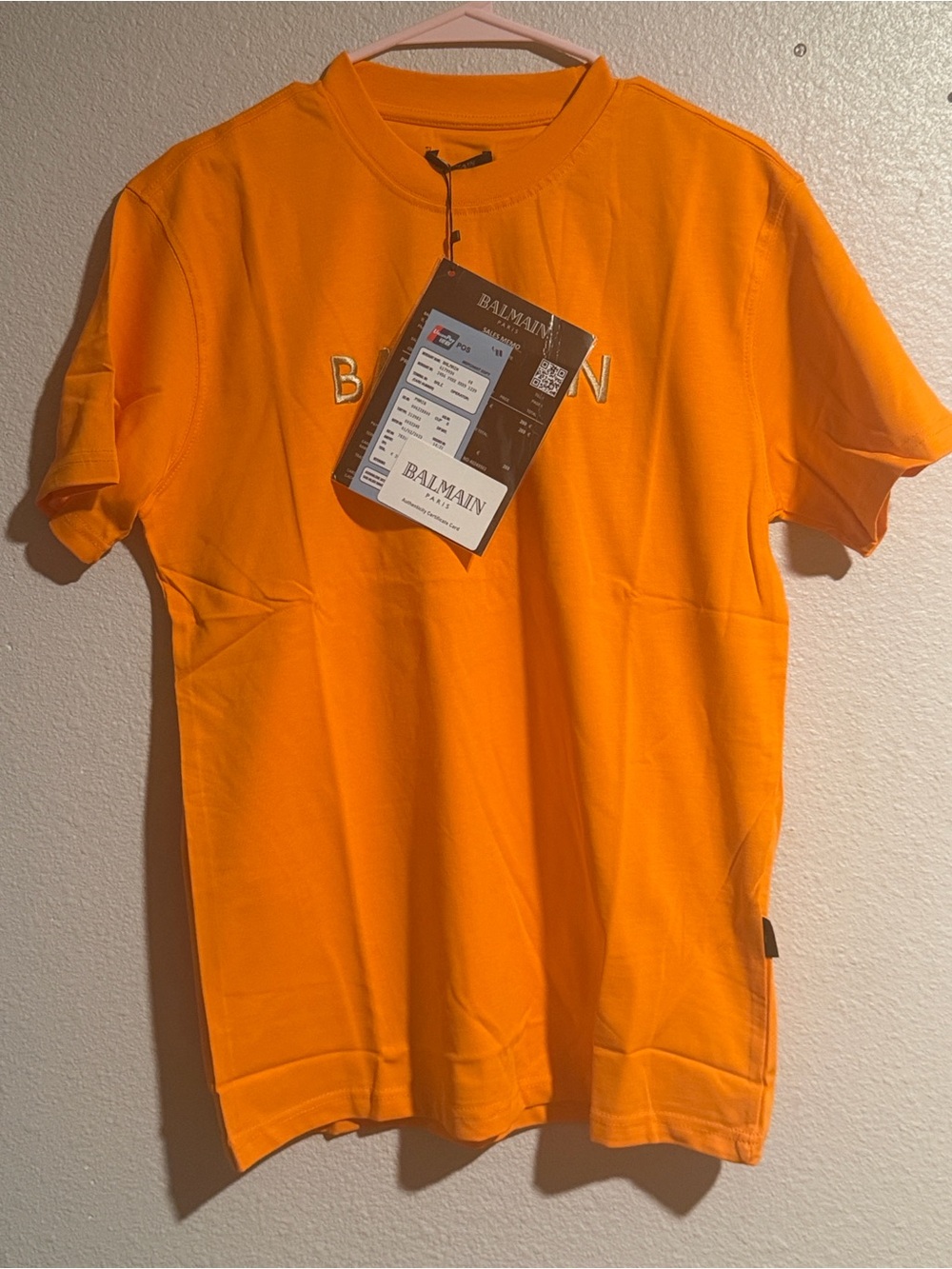 Balmain Orange Short Sleeve Logo T-Shirt
